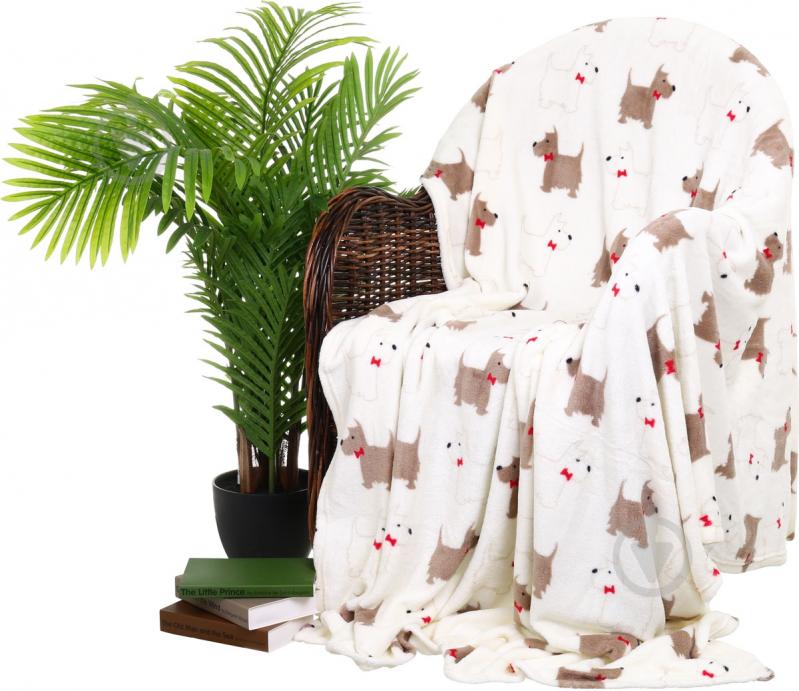 Плед Собаки 160x200 см кремовый с рисунком La Nuit - фото 1