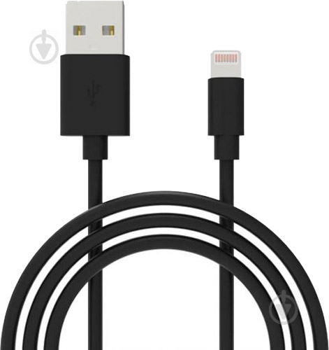 Дата-кабель Grand-X USB 2.0 AM to Lightning Cu 2.1А 1 м чорний (PL01B) - фото 1