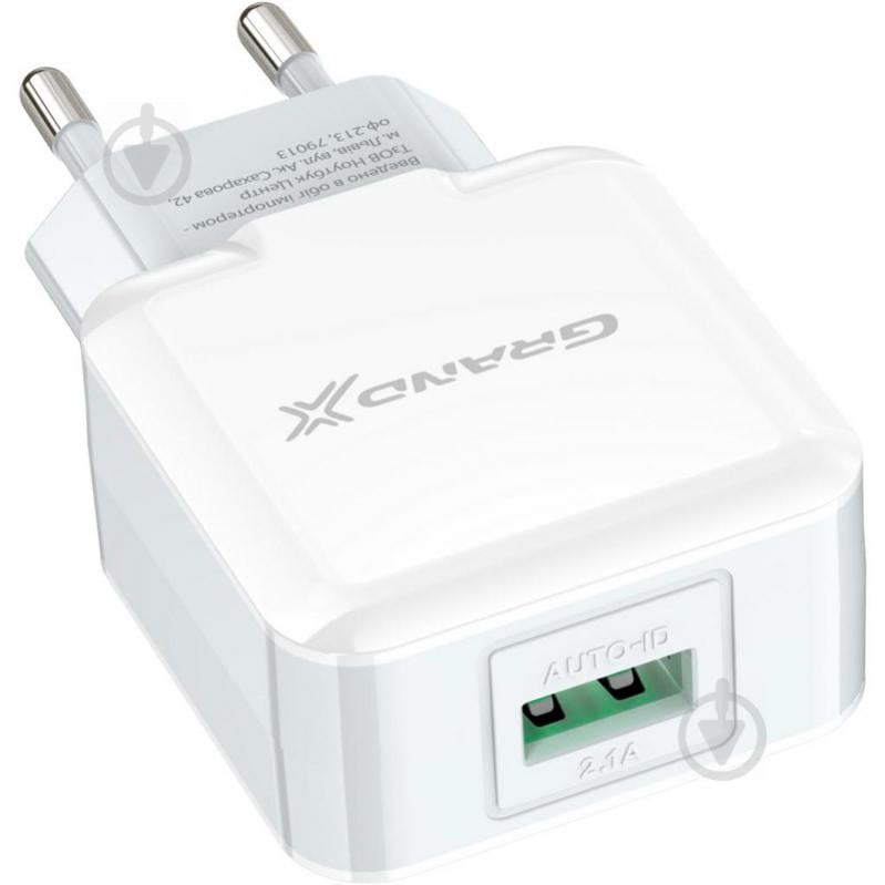 Зарядний пристрій Grand-X USB 5V 2,1A White (CH-03UMW) - фото 2