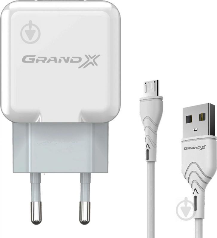 Зарядное устройство Grand-X USB 5V 2,1A White (CH-03UMW) - фото 1