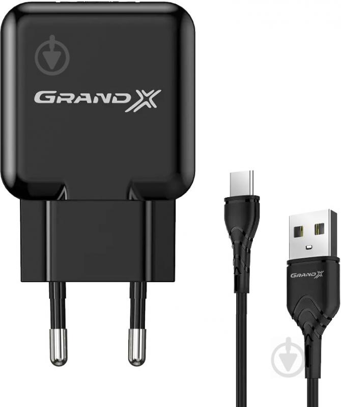 Зарядний пристрій Grand-X USB 5V 2,1A Black (CH-03T) - фото 1