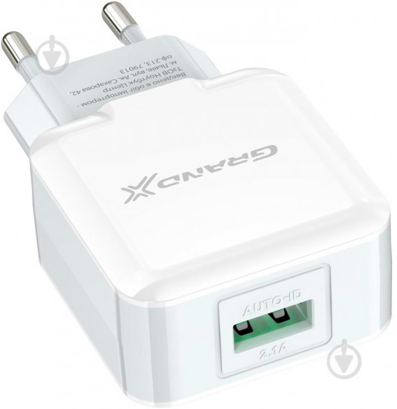 Зарядний пристрій Grand-X USB 5V 2,1A White cable USB Lightning Cu (CH03LTW) - фото 2