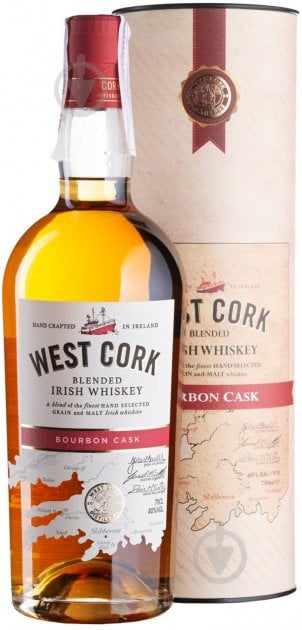 Віскі West Cork Bourbon Cask 40% у подарунковій коробці 0,7 л - фото 1