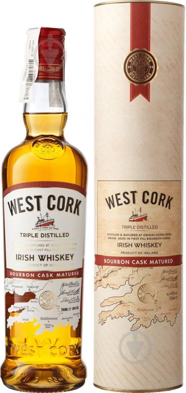 Виски West Cork Bourbon Cask 40% в подарочной коробке 0,7 л - фото 1