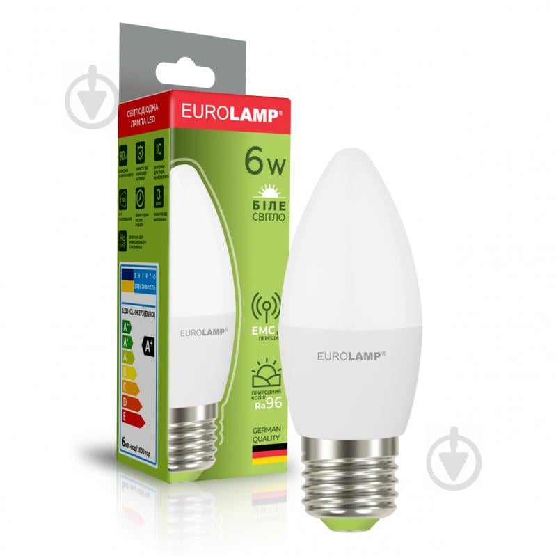 Лампа світлодіодна Eurolamp LED EURO C37 6W E27 4000K 6 Вт C37 матова E27 175 В 4000 К LED-CL-06274(EURO) - фото 1