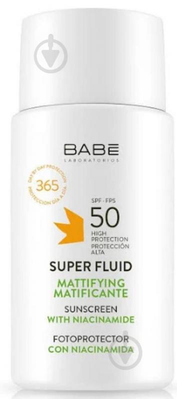 Крем сонцезахисний BABE Laboratorios Super Fluid SPF 50 для всіх типів шкіри з матуючим ефектом 50 мл - фото 1