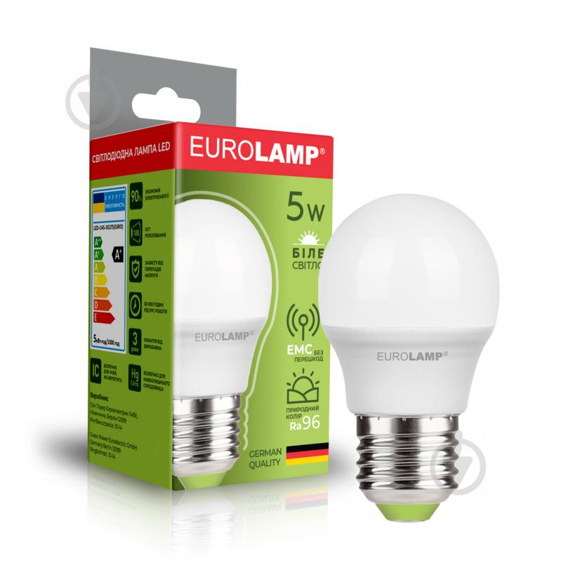 Лампа світлодіодна Eurolamp LED EURO 5 Вт G45 матова E27 175 В 4000 К LED-G45-05274(EURO) - фото 1