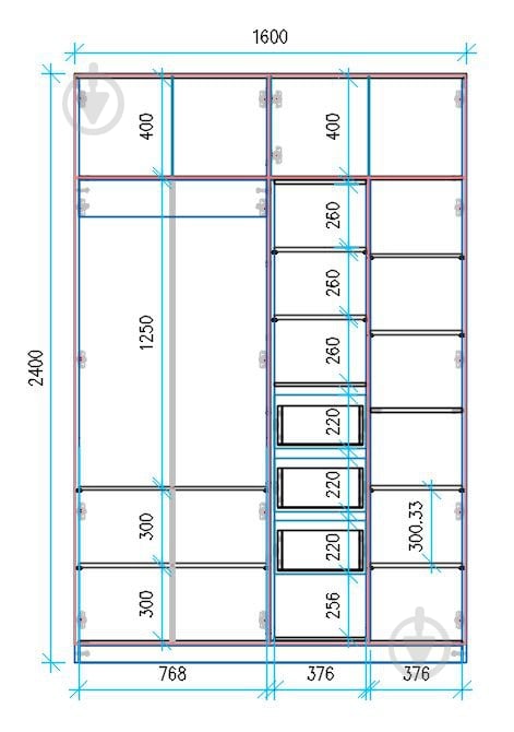 Шкаф Світ Меблів Toronto 2400х1600х570 мм дуб артизан / белый - фото 3