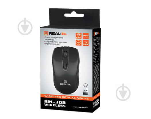 Мышка Real-el RM-308 Wireless black - фото 2