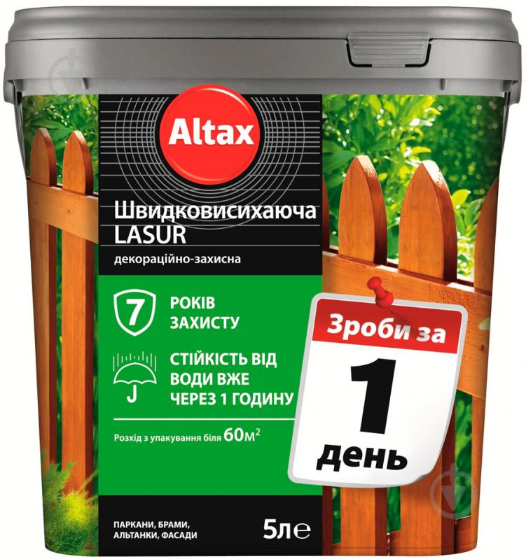 Лазур швидковисихаюча Altax Lasur декоративно-захисна тік напівмат 5 л - фото 2