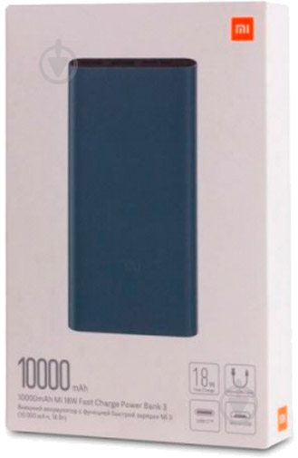 Повербанк Xiaomi Mi 3 (PLM13ZM) 10000 mAh black (726789) - фото 6