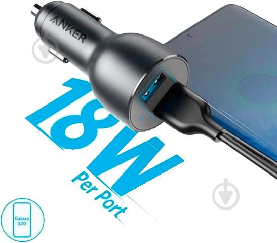 Автомобильное зарядное устройство Anker PowerDrive III - 36W 2xUSB - фото 2