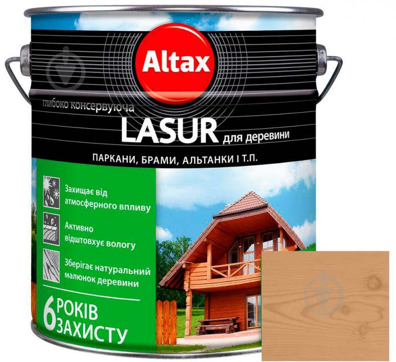 Лазурь глубоко консервирующая Altax Lasur для древесины дуб полумат 9 л - фото 1