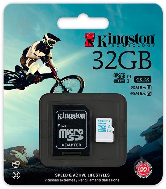 Карта пам'яті Kingston microSDHC 32GB + SD adapter (SDCAC/32GB) - фото 1