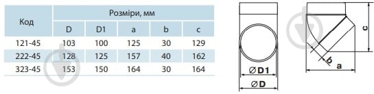 Коліно 45° Вентс Пластивент 323 - фото 4
