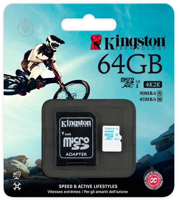 Карта пам'яті Kingston microSDXC 64GB + SD adapter (SDCAC/64GB) - фото 3