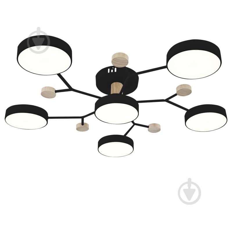 Люстра світлодіодна Victoria Lighting з пультом 115 Вт чорний/дерево Hindi/PL6 black - фото 1