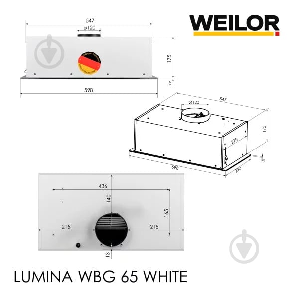 Вытяжка WEILOR Lumina Wbg 65 White - фото 18