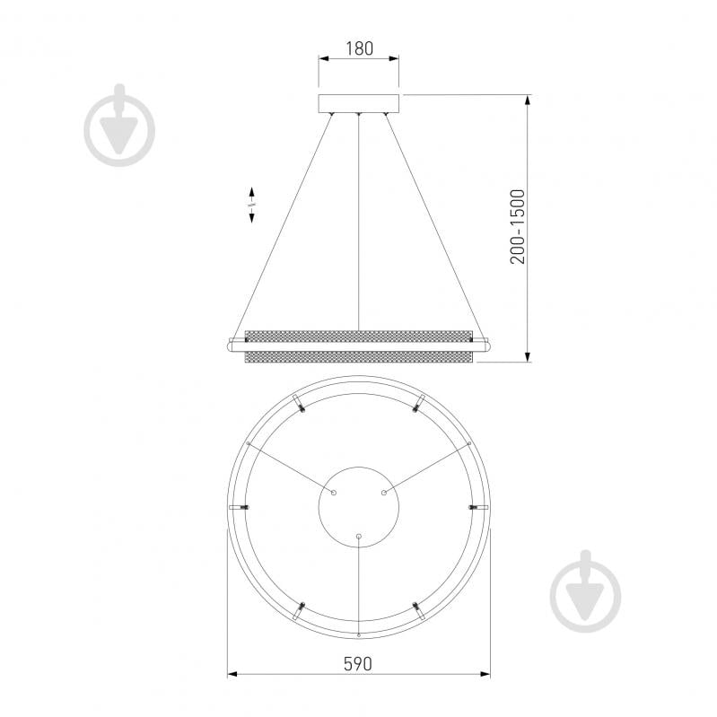 Люстра підвісна Strotskis Imperio 53 Вт LED-модуль чорний/золото 90241/1 (чорний) - фото 4