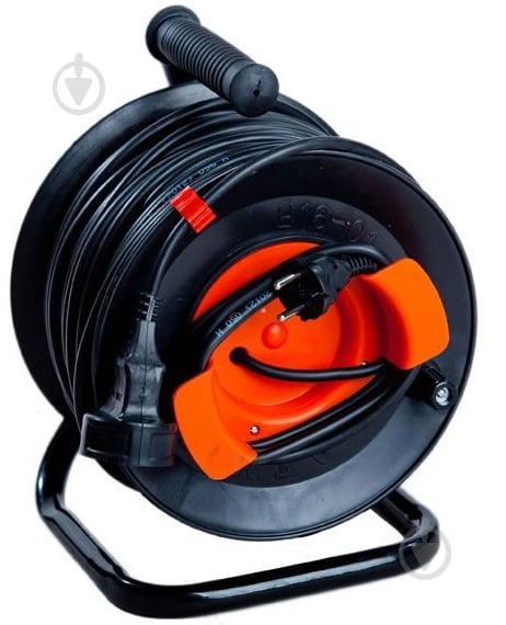 Удлинитель на катушке Леміра без заземления 1 гн. черный с красным 50 м У16-03 2х1,5 - фото 1 Удлинитель на катушке Леміра без заземления 1 гн. черный с красным 50 м У16-03 2х1,5 - фото 1