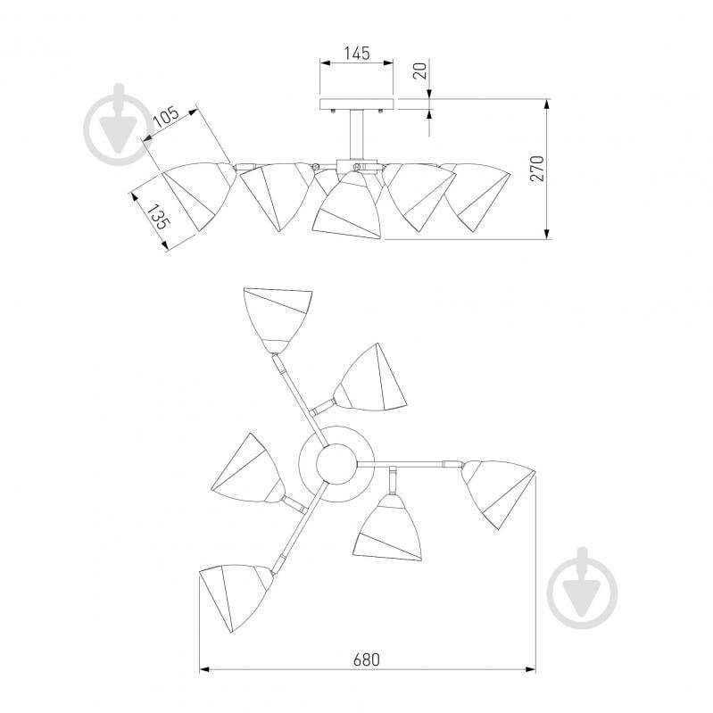 Люстра потолочная Strotskis Paola 6x40 Вт E27 хром 30126/6 - фото 4