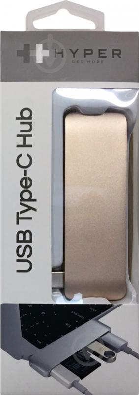 Адаптер Kit USB-C Multiport USB-C to USB 3.0 SD microSD reader Gold - фото 3