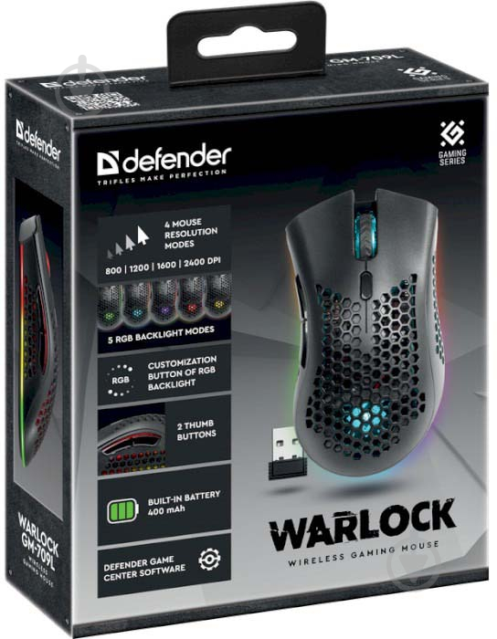 Миша Defender Warlock GM-709L RGB black (52709) - фото 7