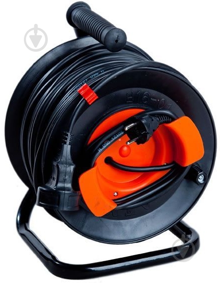 Удлинитель на катушке Леміра без заземления 1 гн. черный с красным 70 м У16-03 2х1,5 - фото 1 Удлинитель на катушке Леміра без заземления 1 гн. черный с красным 70 м У16-03 2х1,5 - фото 1
