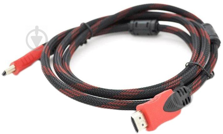 Кабель мультимедійний Merlion HDMI to HDMI v1.4 OD-7.4mm 25 м чорний із червоним (YT-HDMI(M)/(M)NY/RD-25m) - фото 1