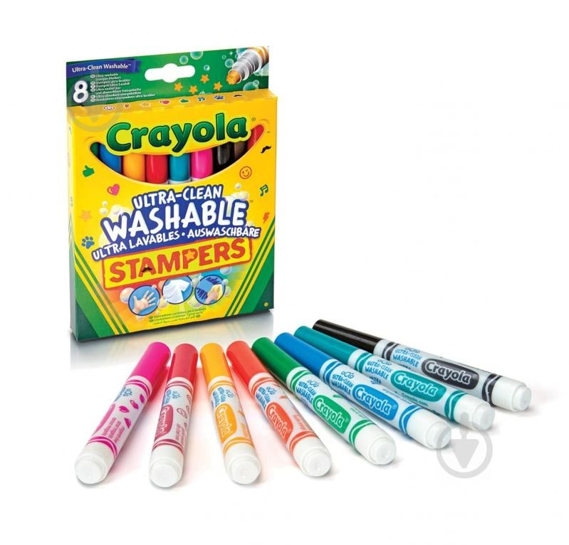 Фломастери-штампи з міні-штампами (ultra-clean washable) 8 шт. Crayola - фото 1