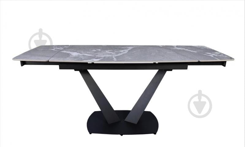 Стол обеденный Prestol Саймон 1200(1800)x800x750мм серый глянец/черный - фото 3