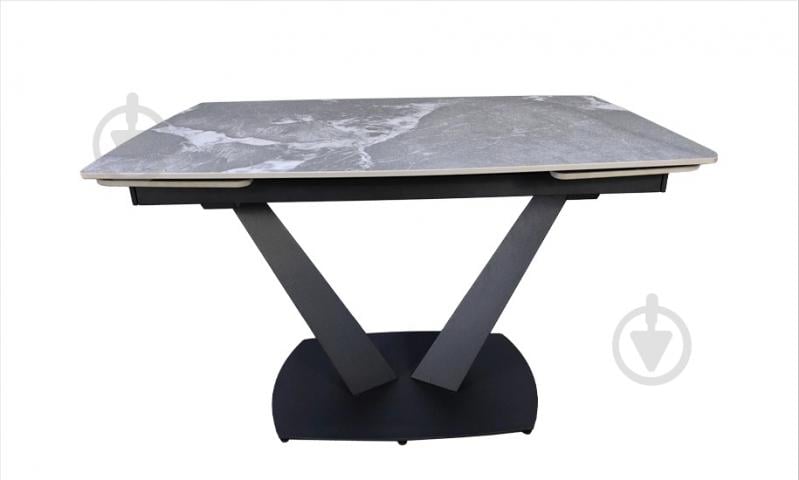 Стол обеденный Prestol Саймон 1200(1800)x800x750мм серый глянец/черный - фото 2