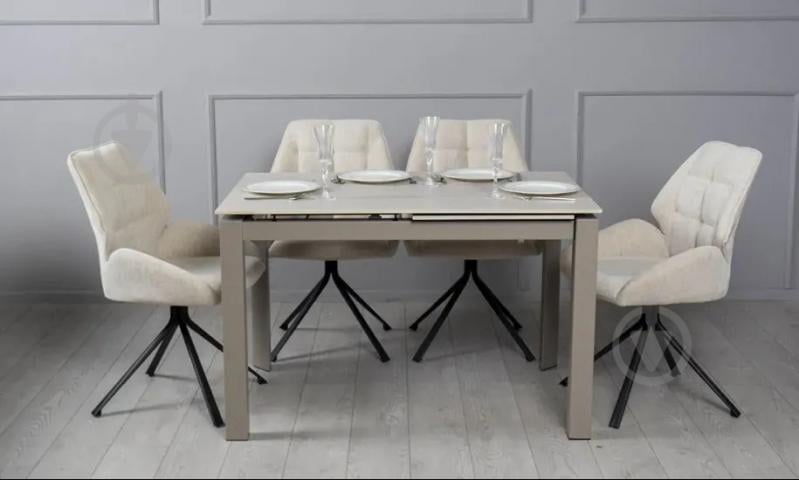 Стол обеденный Prestol Ларс 1400(2000)x800x750мм бежевый/шампань - фото 7