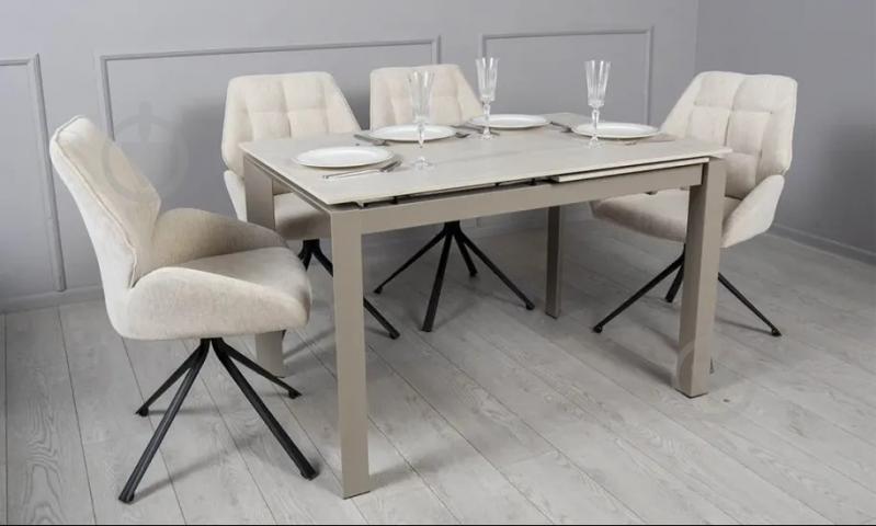 Стол обеденный Prestol Ларс 1400(2000)x800x750мм бежевый/шампань - фото 8