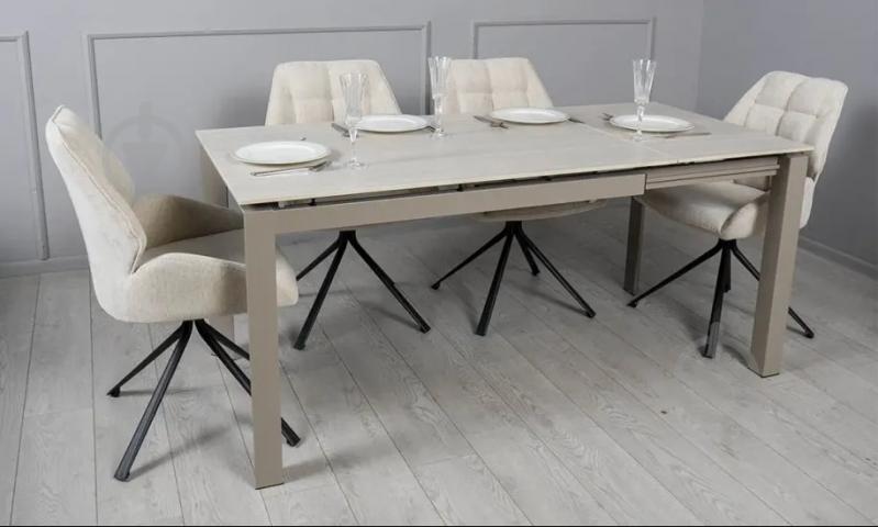 Стол обеденный Prestol Ларс 1400(2000)x800x750мм бежевый/шампань - фото 9