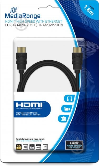 Кабель мультимедійний Mediarange HDMI to HDMI V2.0 1,8 м чорний (MRCS156) - фото 2