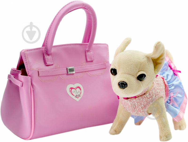 Плюшевая собачка Chi-Chi love Гламур с розовой сумочкой и бантом, 20 см