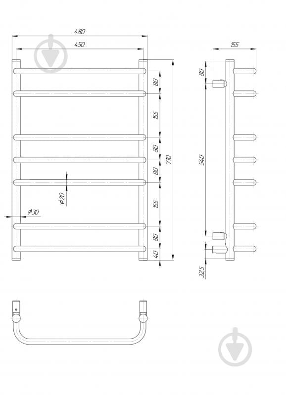 Рушникосушарка Elna Стандарт 7 (710х480х155) нержавійка з регулятором t - фото 2