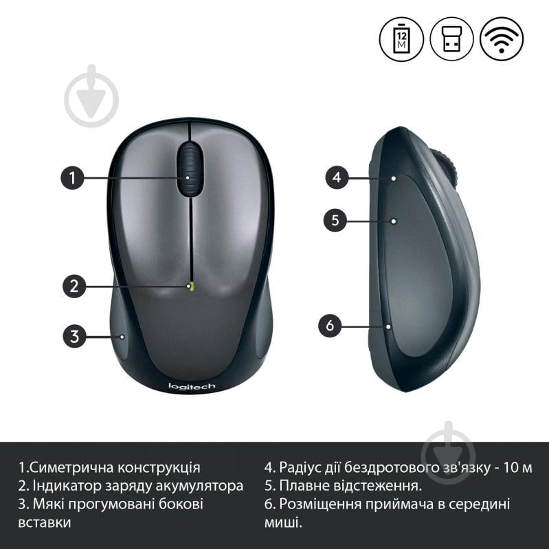 Миша Logitech Wireless Mouse M235 grey (910-002201) - фото 6