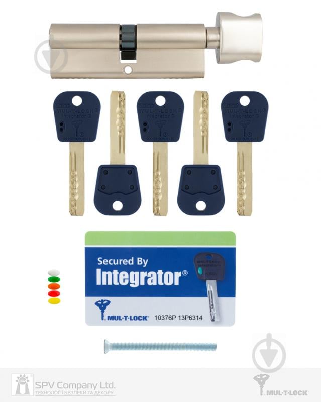 Цилиндр Mul-T-Lock INTEGRATOR 35x45 ключ-вороток 80 мм никель сатин - фото 5