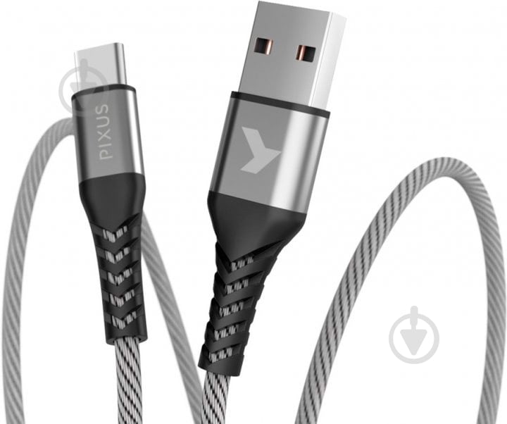 Дата-кабель Pixus USB 2.0 AM – Type–C 1 м серый (4897058531152) - фото 2