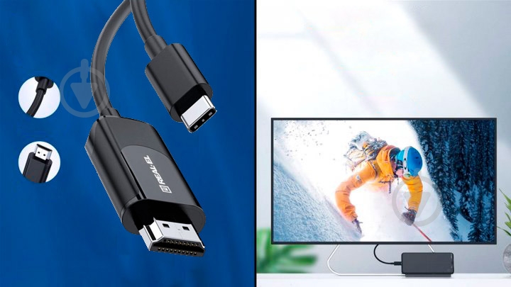 Кабель мультимедийный Real-el USB Type–C – HDMI 1,8 м black (EL123500044) - фото 8