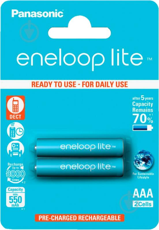 Акумулятор Panasonic Eneloop Lite AAA (R03, 286) 2 шт. (BK-4LCCE/2BE) - фото 1