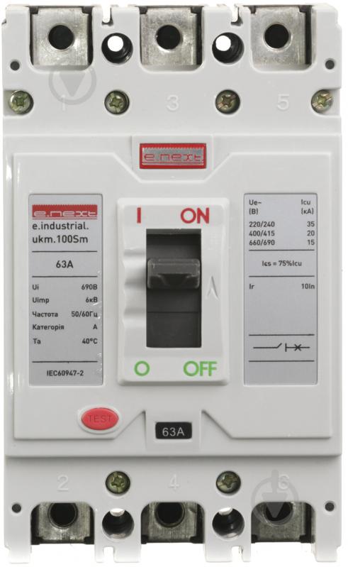 Автоматический выключатель e.industrial.ukm.100Sm.63 3р 63А i0650008 - фото 2