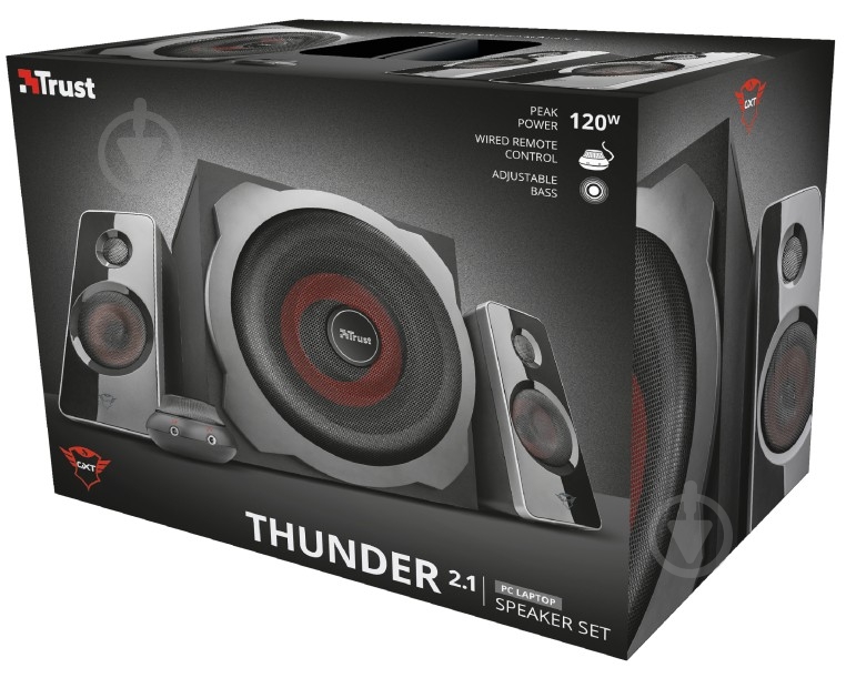 Колонки Trust GXT 4038 Thunder Speaker Set 2.1 red/black - фото 4
