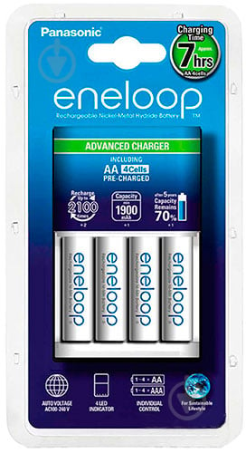 Зарядний пристрій  Panasonic Advanced Charger+ Eneloop 4AA 1900 mAh NI-MH (K-KJ17MCC40E) - фото 1