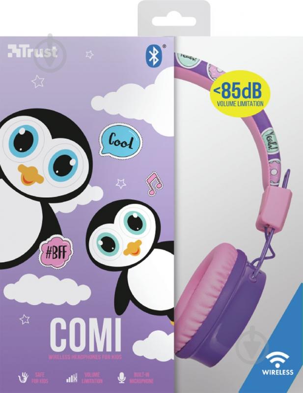 Гарнитура Trust Comi Bluetooth Wireless Kids purple (23129) - фото 7 Гарнитура Trust Comi Bluetooth Wireless Kids purple (23129) - фото 7