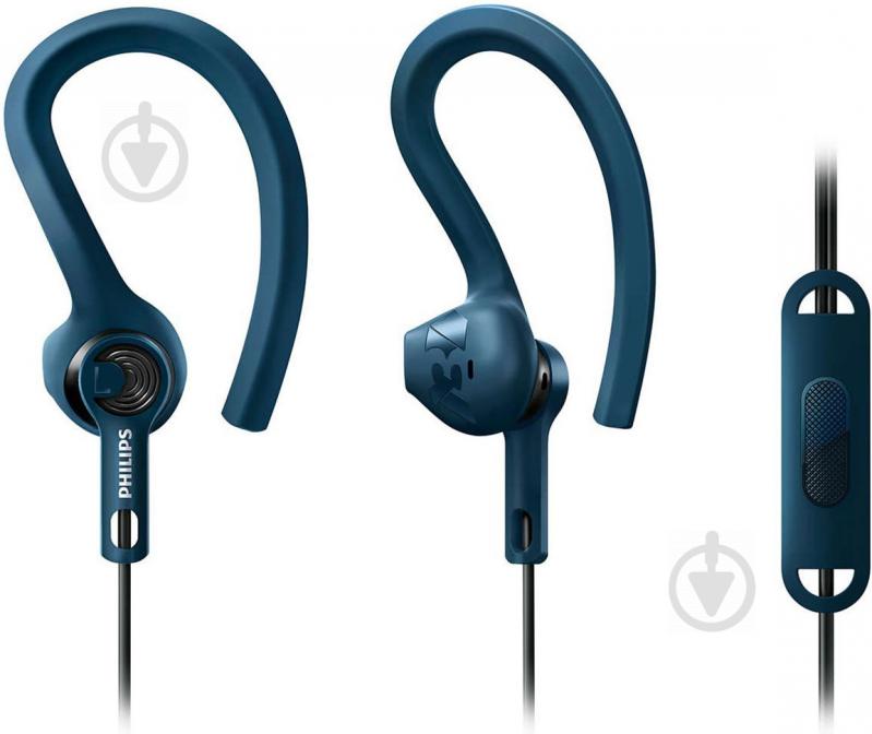 Гарнітура Philips ActionFit SHQ1405BL/00 Mic blue-grey (SHQ1405BL/00) - фото 1