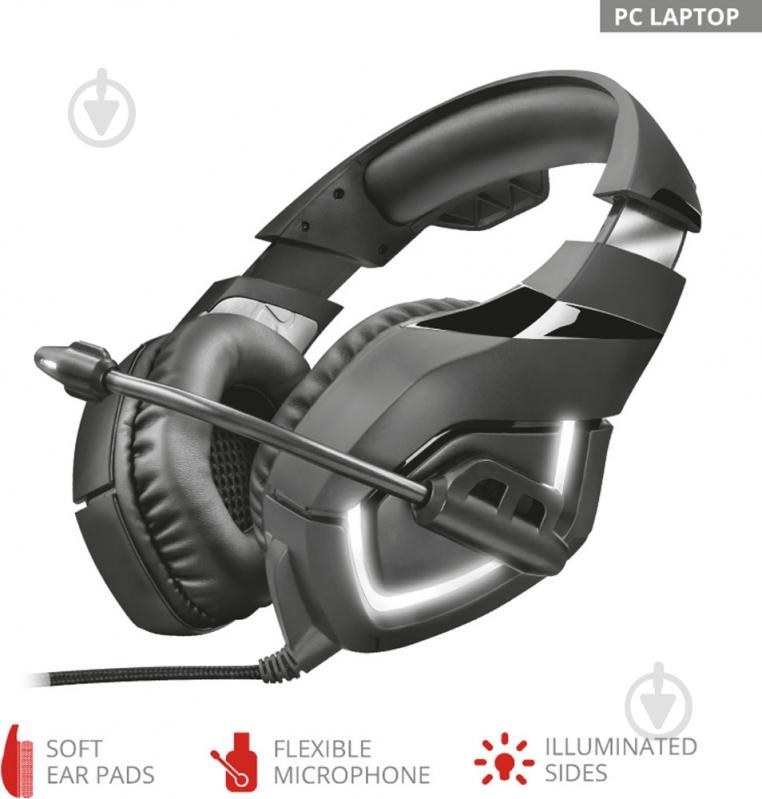 Гарнітура Trust GXT 380 Doxx Illuminated gaming headset black (22338) - фото 1