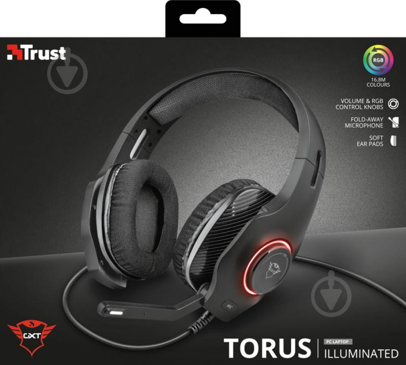 Гарнитура Trust GXT 455 Torus RGB gaming headset black (23138) - фото 8